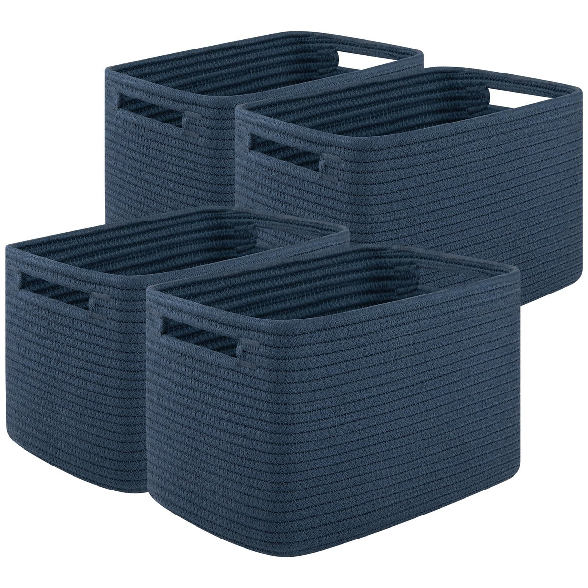 OIASKET 4Packs Natural Cotton Rope Storage Baskets for Organizing Toys, Clothes, Towels & Books, Soft Versatile Organizers for Shelves, Home Decorative Bins, 13''Lx9''Wx7.8''H, Brown