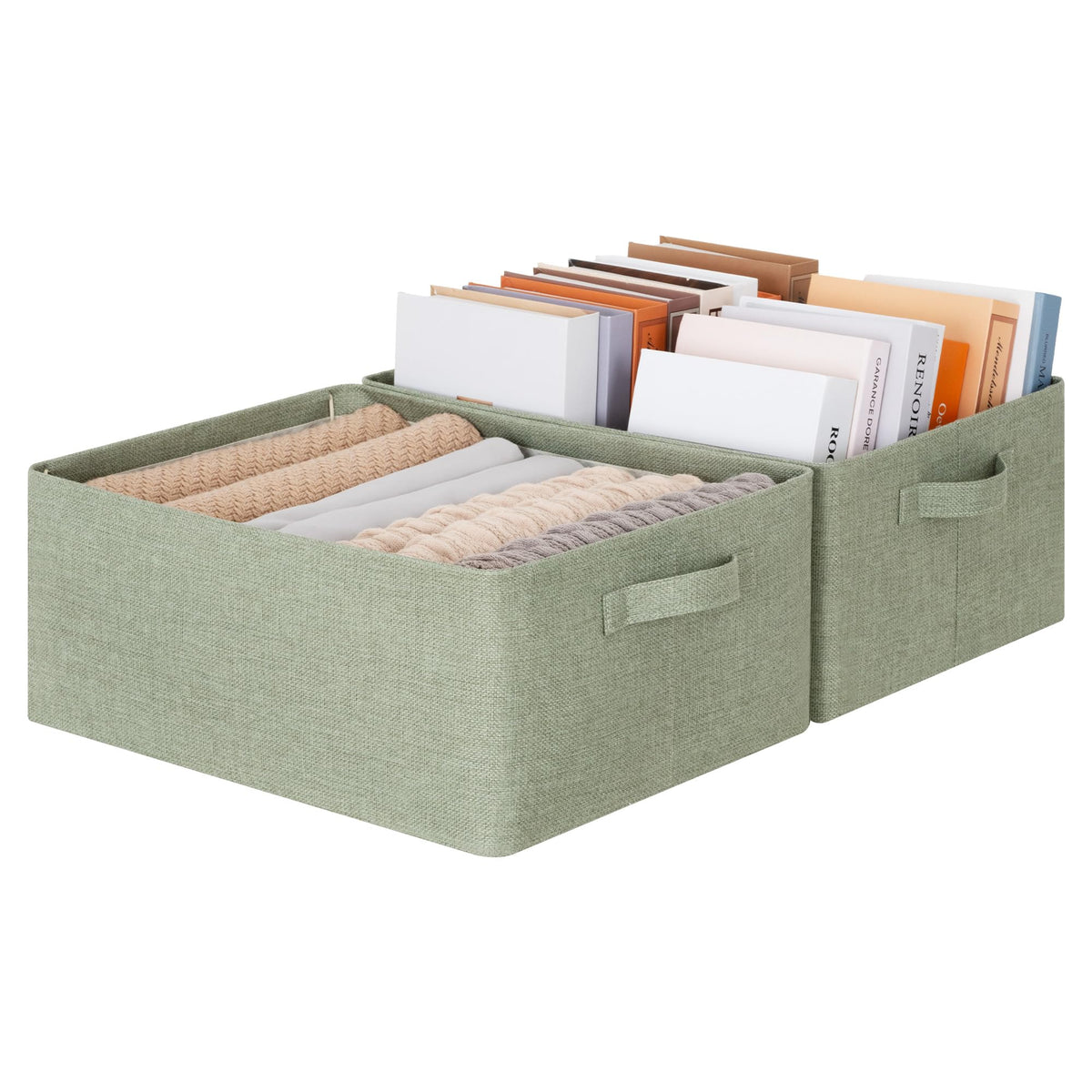 GRANNY SAYS Fabric Storage Bins, Storage Baskets, Beige, 2-Pack, 17"x13"x7"