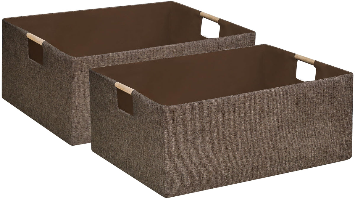 Storage Bin for Shelves Rectangle Closet Baskets Foldable Box with Handles, Gray Storage Bins, Storage Boxes for Home Office Car Dormroom