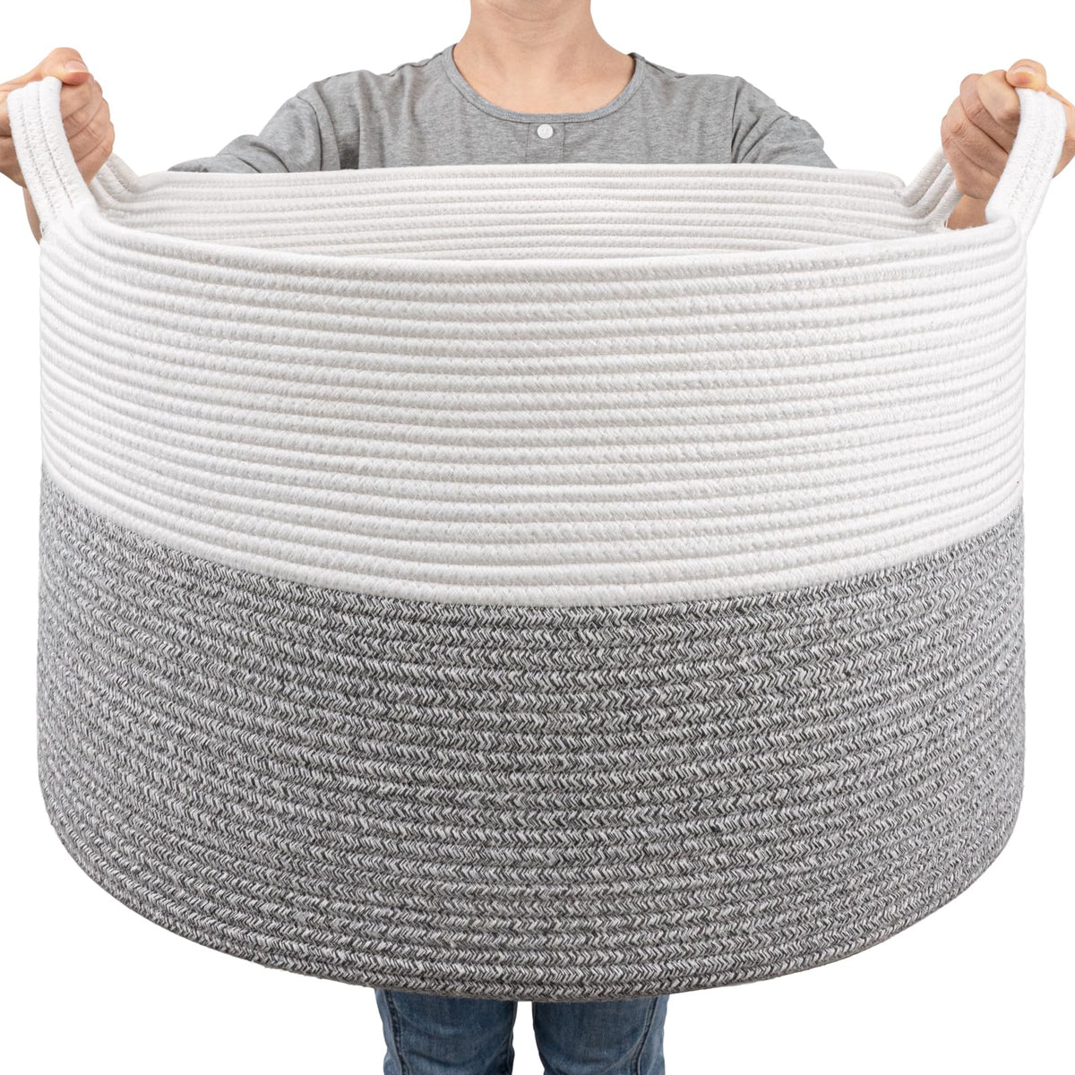 Goodpick Woven Rope Basket for Blankets Fit Nursery & Living Room, 45L