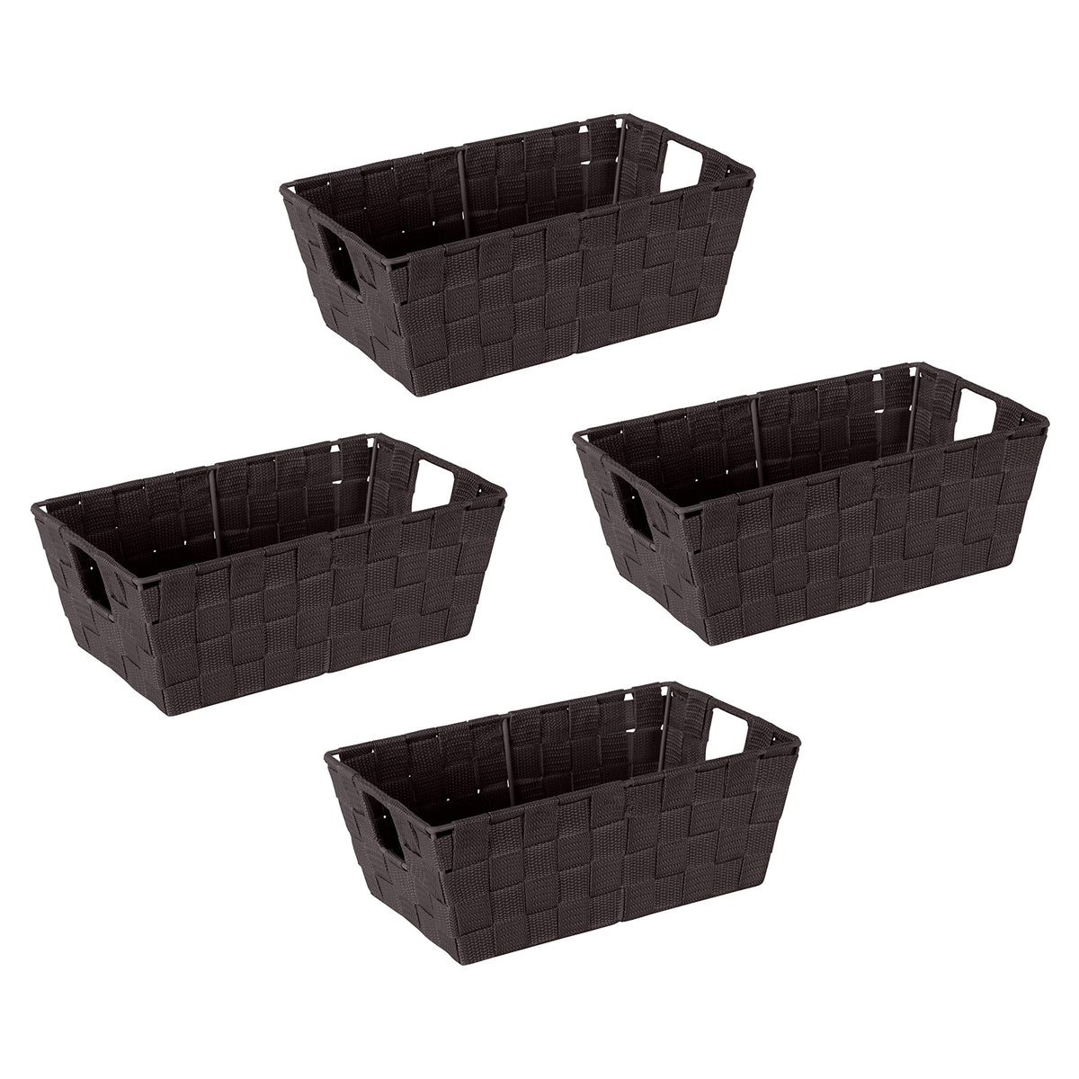 Simplify Medium Woven Strap Tote | Decorative Storage Basket | 2 Handles | Organization | Closet | Bedroom | Bathroom | Nursery | Accessories | Toys | Gifts | 1 Pack | Grey