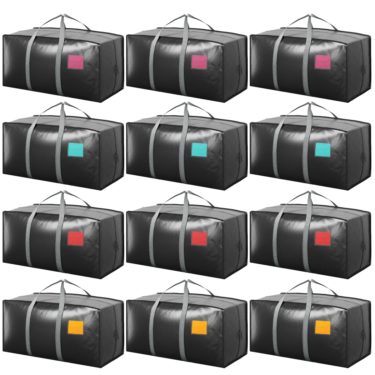 6 Pack Moving Bags Heavy Duty 210GSM with Full-Open Side Zipper, 93L 220lbs Waterproof Foldable Storage Totes for College Dorm Move-In, Moving Boxes Alternative & Home Organization, Blue