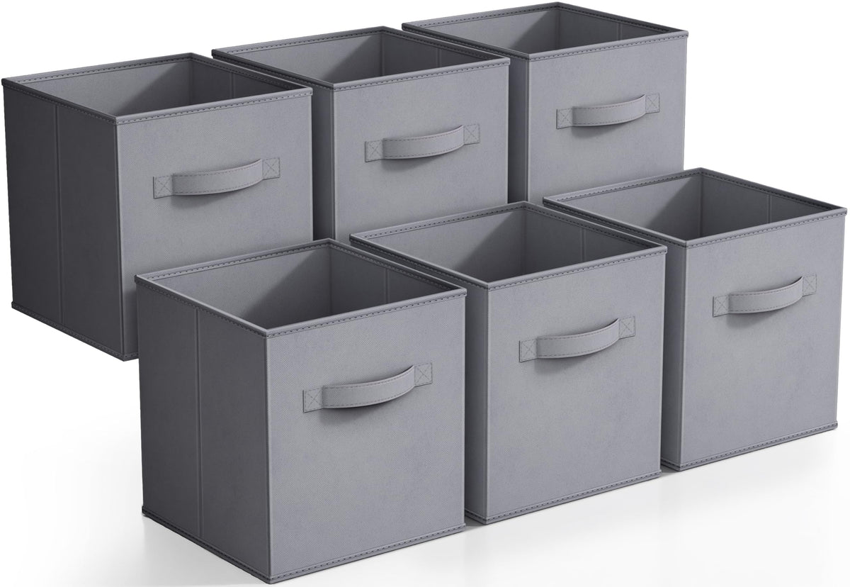 Sorbus Fabric Storage Cubes, 6-Pack Foldable Bins (11 Inch, Dark Green)