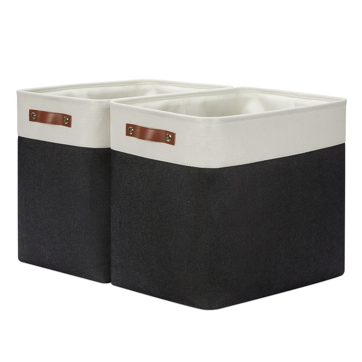 DULLEMELO Extra Large Storage Baskets, Fabric Storage Bins for Organizing Shelves Nursery Toys Books, Closet Baskets and Bins with Handles, Black&Grey, 2-Pack