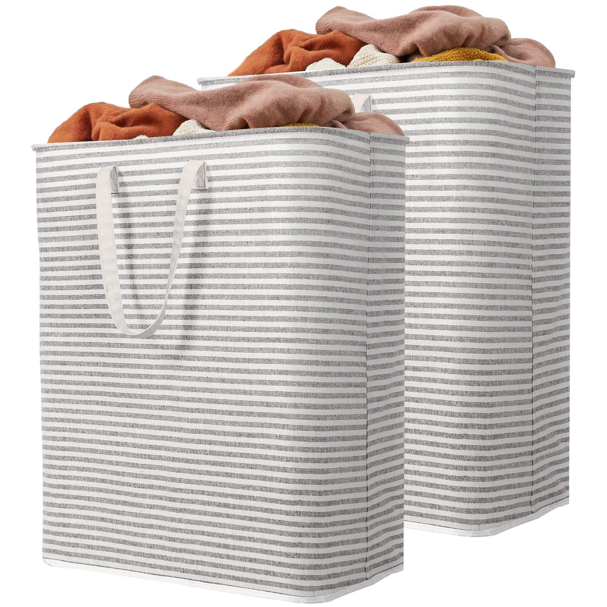 Lifewit 80L Large Laundry Baskets, 2 Pack, Reinforced Handles, Grey
