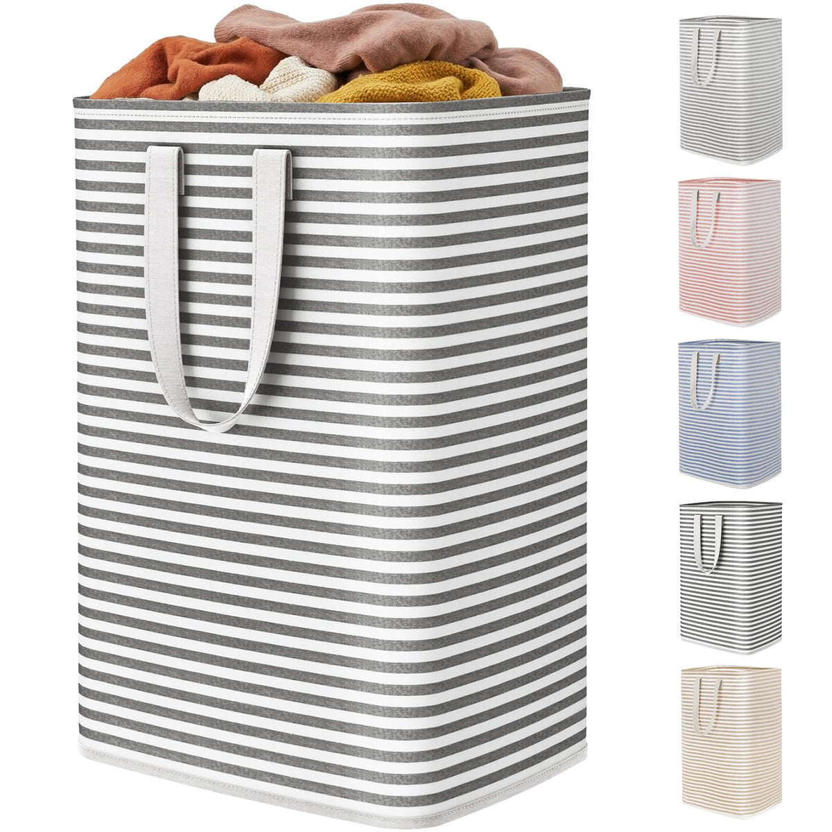 Lifewit 80L Large Laundry Baskets, 2 Pack, Reinforced Handles, Grey
