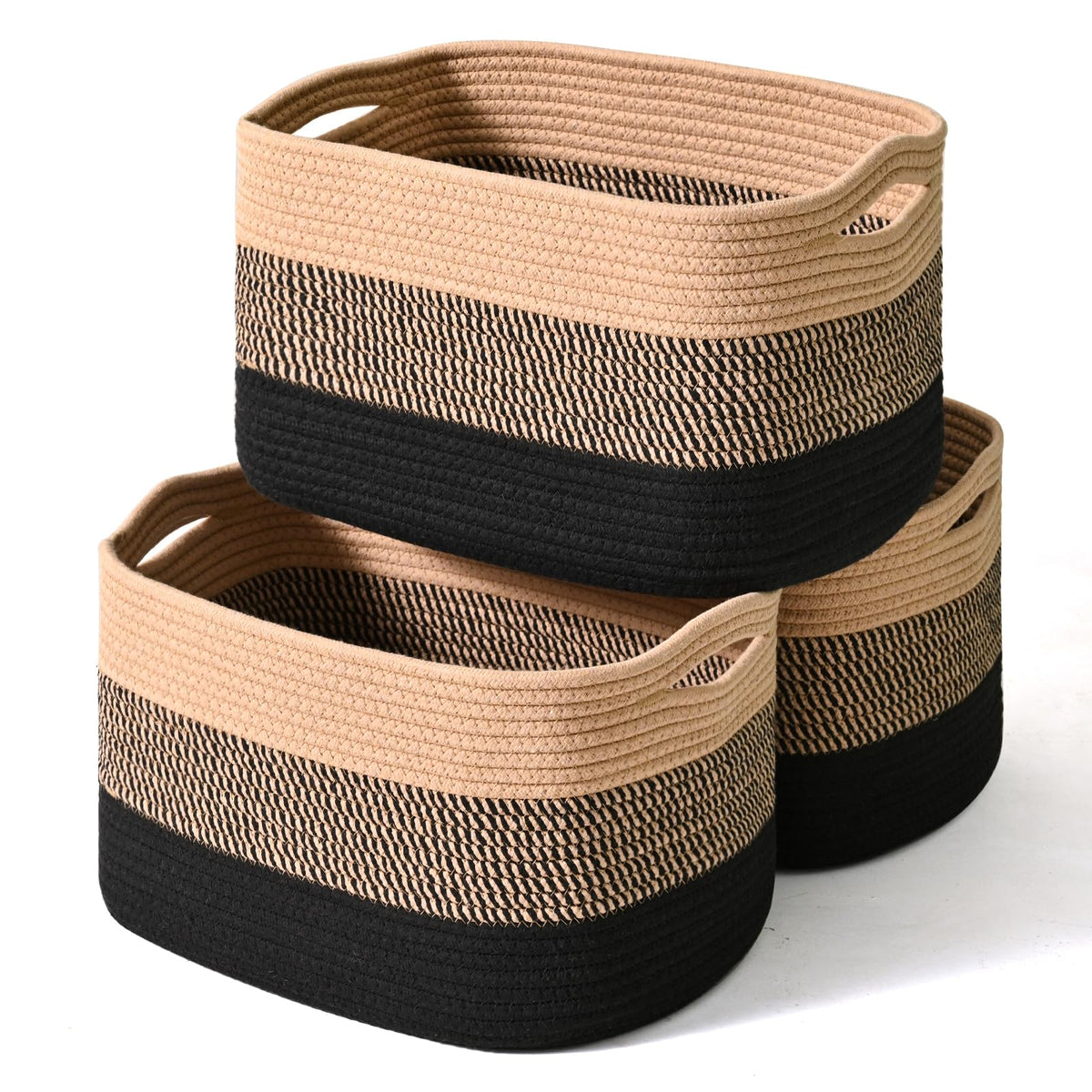 ICERZCZ Storage Baskets for Organizing Shelves 15x11x9.5 Off White 3 Packs
