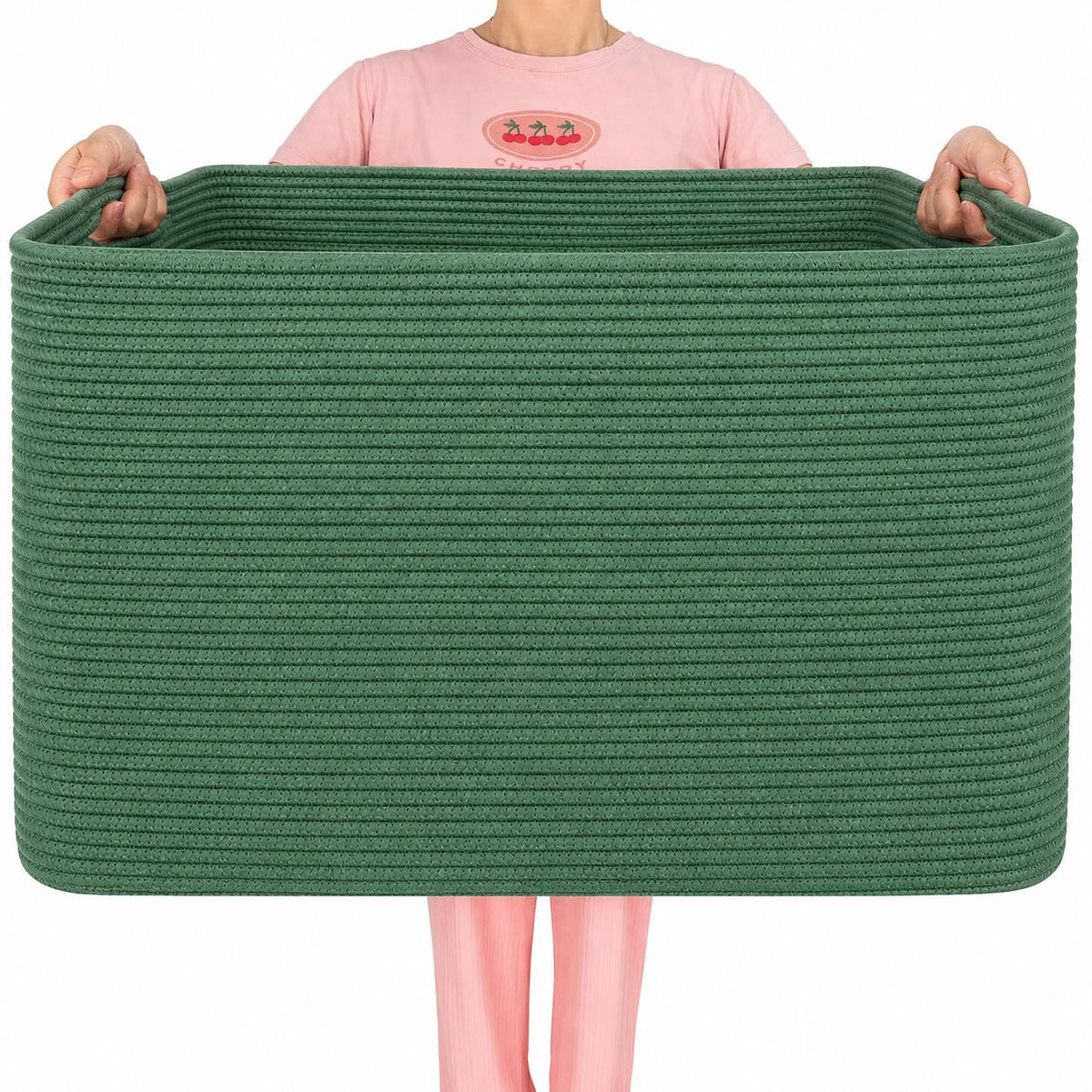 MINTWOOD Design 112L Extra Large Blanket Basket Holder Living Room, 25"x17"x16" Rectangle Rope Woven Storage Basket with Handles for Laundry, Towels, Shoes, Dog Toy Organizer Bin Box, Oatmeal Brown