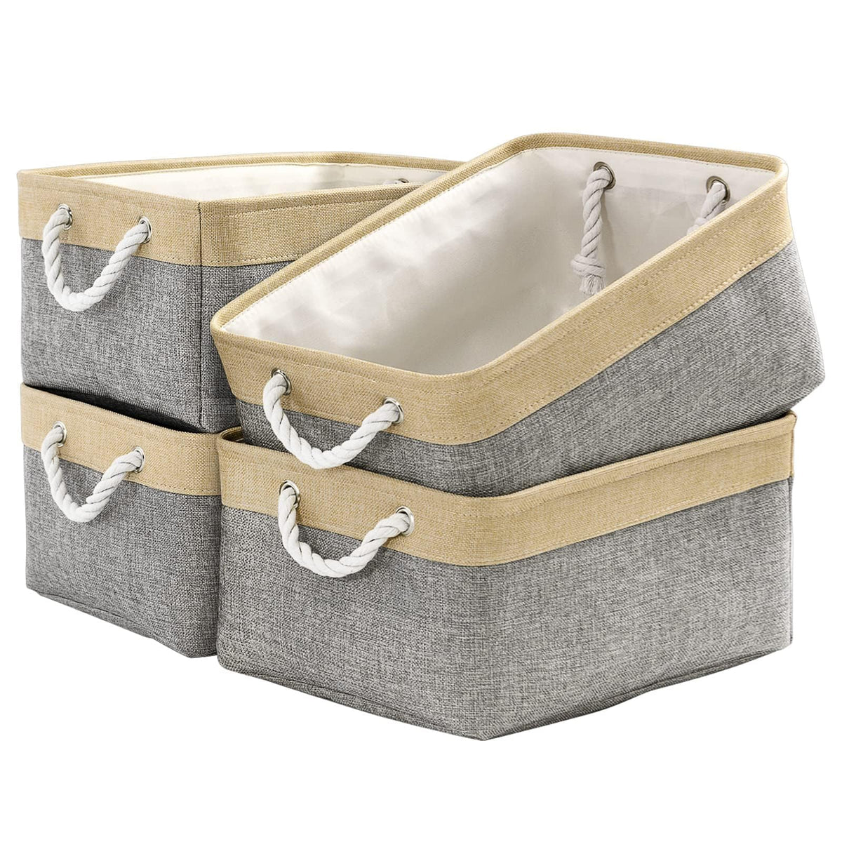 Small Storage Baskets for Shelves,Fabric Storage Baskets for Closet,Rectangular Collapsible Baskets for organizing Clothes,Books,Gifts
