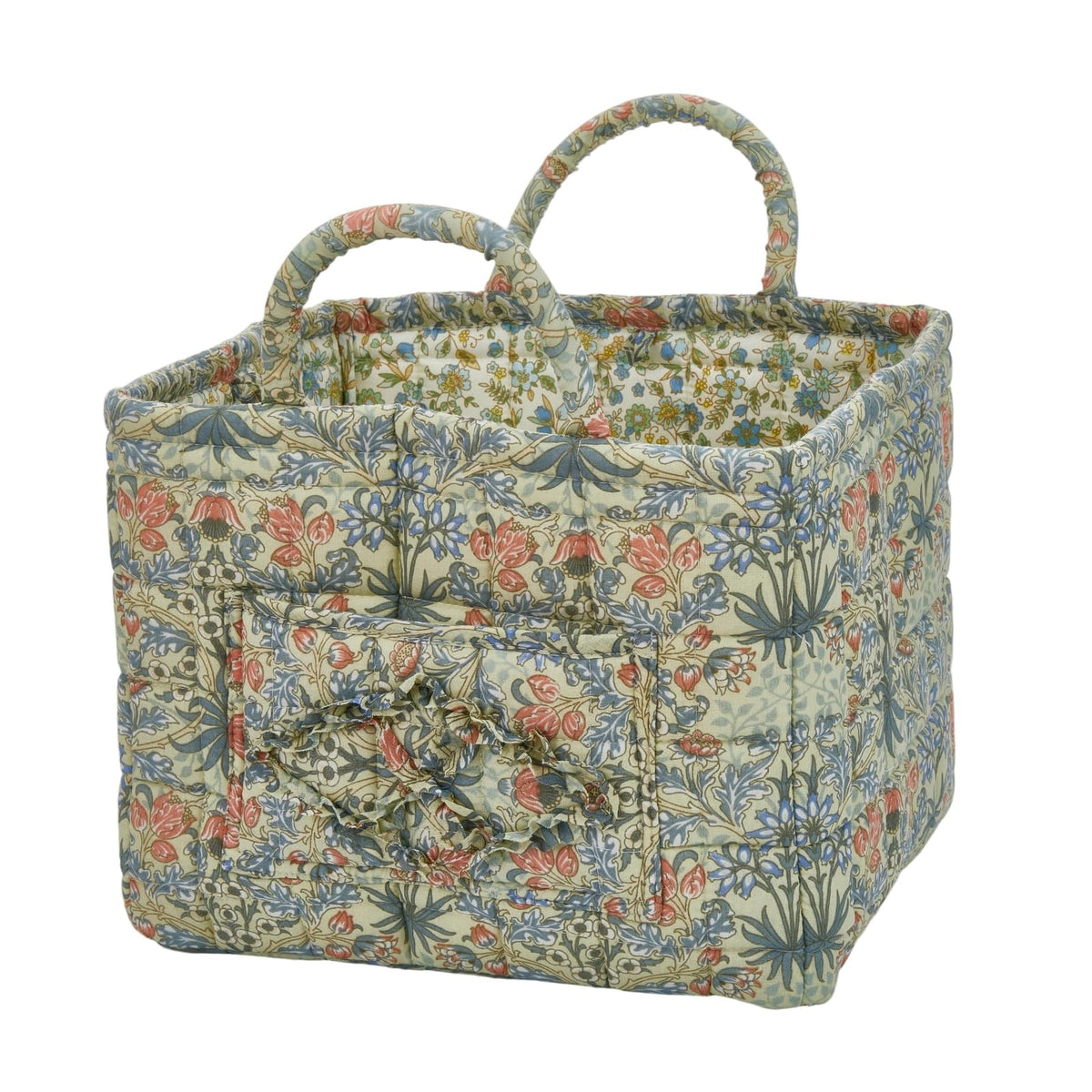 Boho Fabric Storage Basket, Large Capacity Laundry Basket, 12.2'' x 10.23'' x 10.23'' Collapsible Laundry Hamper with Easy Carry Handles (B Multi-Color 1, L)