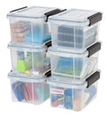 IRIS USA 6-Pack 31 Qt Storage Bins with Gasket Lids, Clear/Black