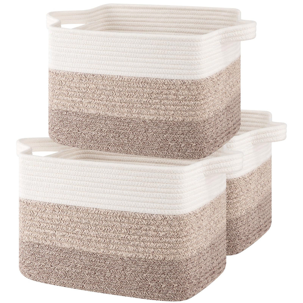OIASKET Storage Baskets for Organizing, Woven Baskets for Shelves, Rectangle Decorative Organizer for Storage Clothes, Toy, Books, Towels Nursery Bins 3 Pack (Gradient Yellow, 13"x9.85"x8.7")