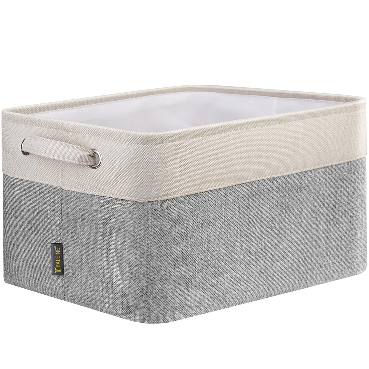BALEINE 3 Pack Fabric Closet Storage Bins for Shelves, Linen Closet Organizers and Storage, Decorative Baskets for Organizing, Shelf, Clothes, Home, Office (Grey, 15"x11"x9.5")