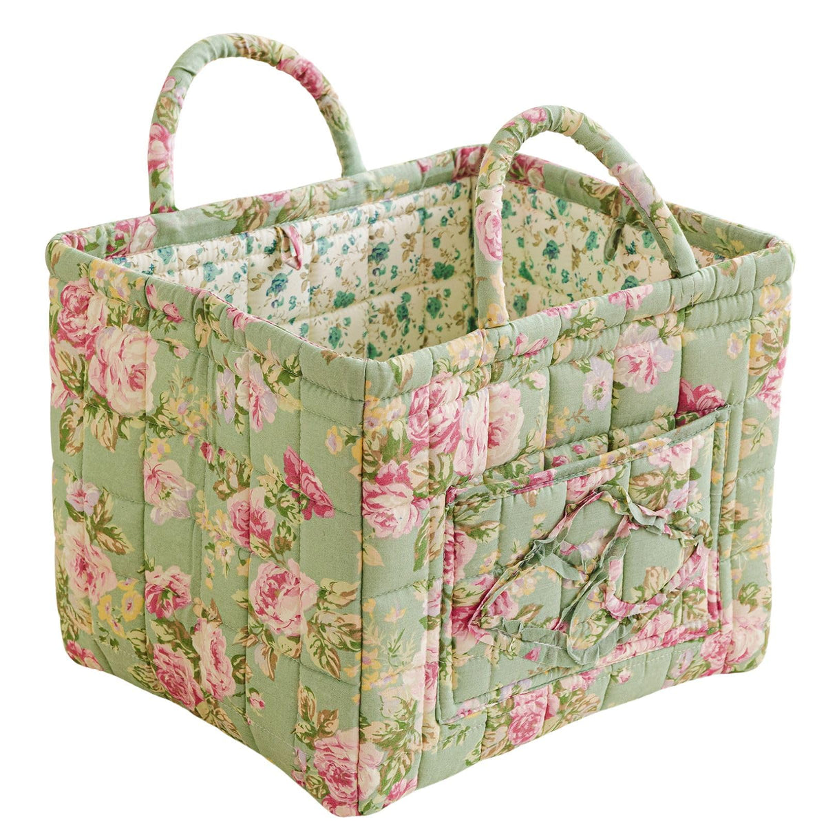 vctops Boho Fabric Quilted Storage Basket for Organizing, Basket Organizer Gift Baskets with Handles, Storage Bins for Toys, Books, Towels, and Clothes, Collapsible Fabric(Pattern F,13"x10.6"x10")