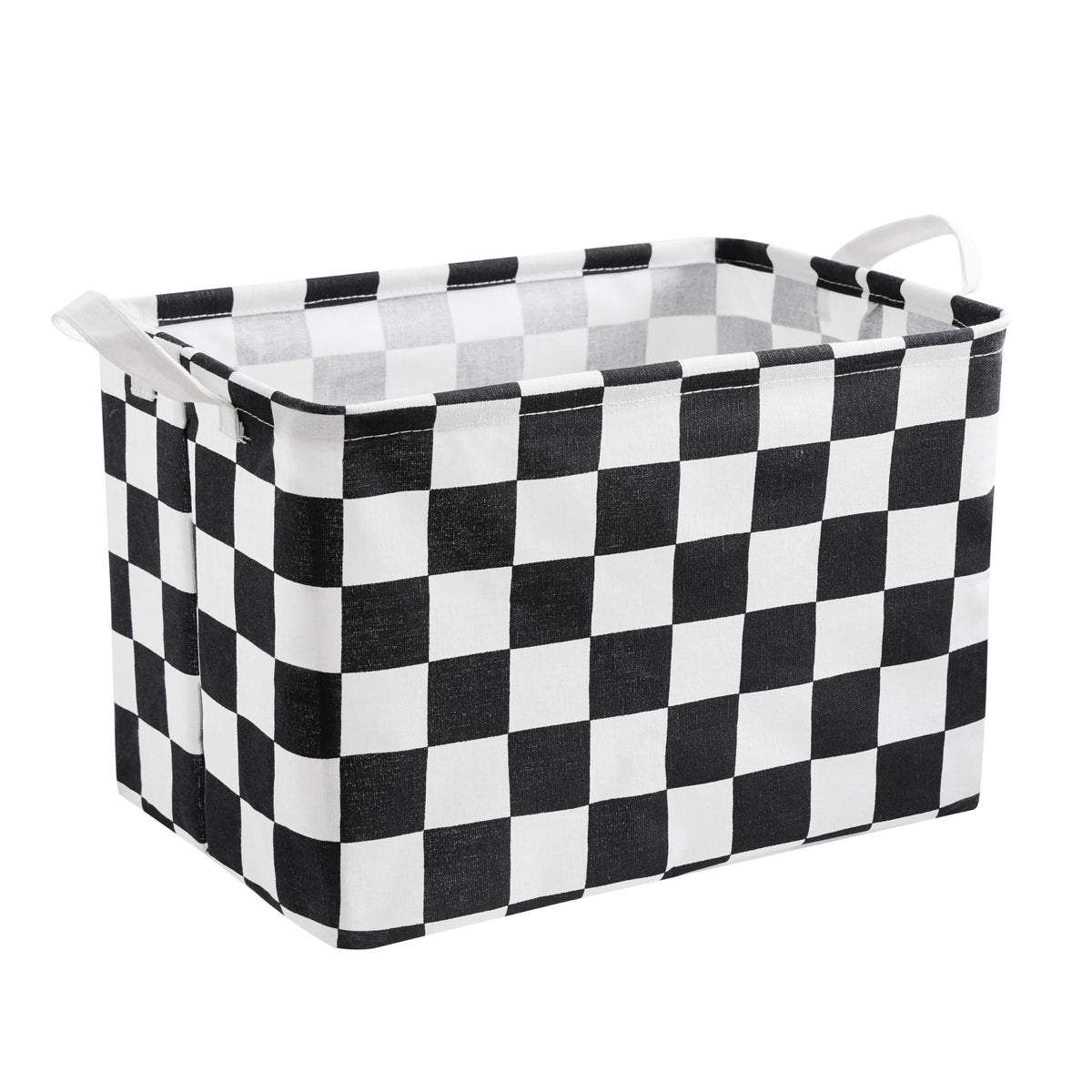 Ohocut Sage Green Checkered Canvas Basket, Rectangular Organizing Decorative Storage Basket for Kids, Dog Toy, Cute Aesthetic Checkered Room Decor for Home, Kitchen, Bedroom, Classroom, Shelves