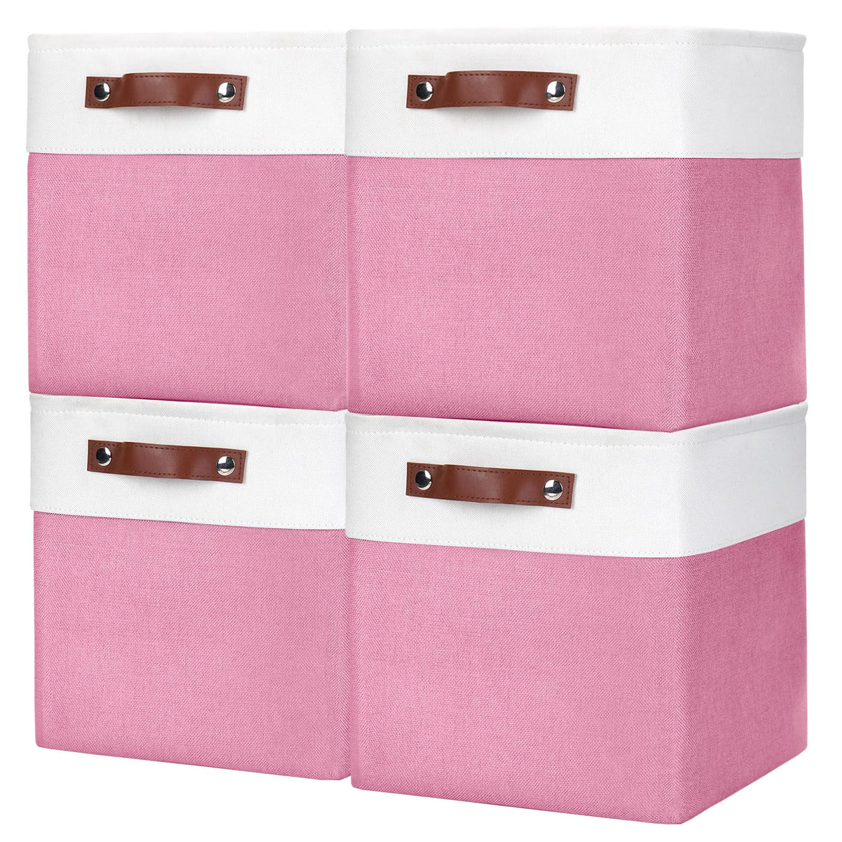 Bagnizer Storage Bins Large Fabric Storage Baskets for Shelves 3 Pack, Decorative Linen Closet Baskets with Handles for Organizing, Shelf, Clothes, Home, Office, 15x11x9.5Inches (Grey&White)