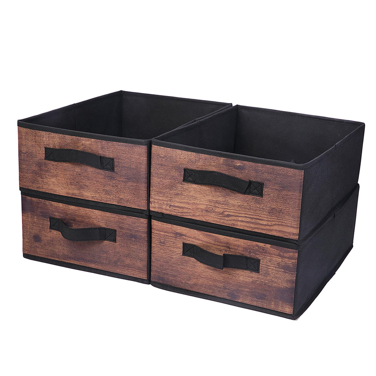 Clothings Collapsible Storage Bins, Foldable Drawer Organizers Closet Storage Baskets Cube Storage Bin for Bedroom Living Room (4 Pack, Grey, 15.4x11.4x5.5inch)