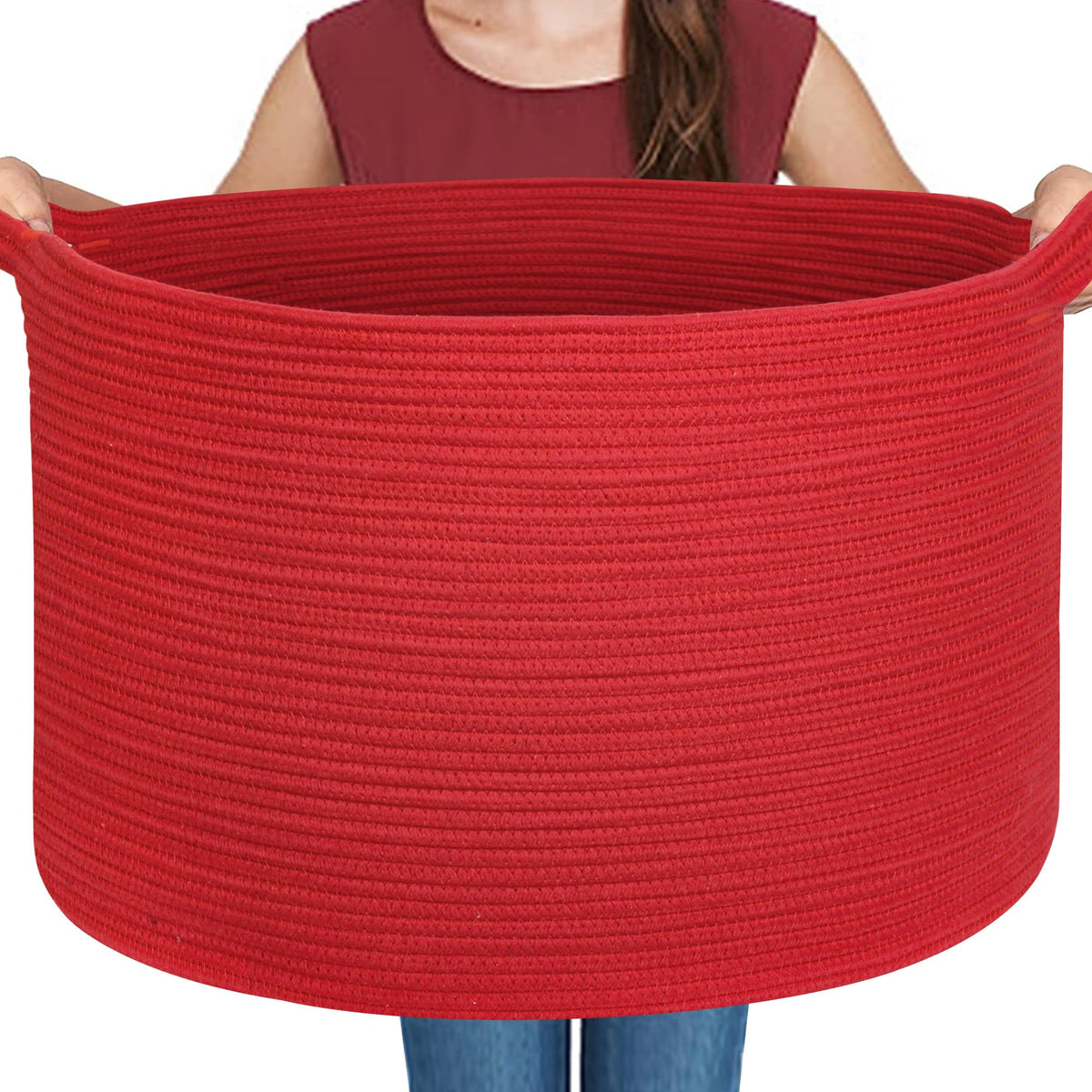 MEGASKET Large Black Blanket Basket, 22" X 22" X 14" Woven Rope Bin for Storage, Kids Dog Toy Storage Box Organizer Bins, Blanket Holder for Living Room, Decorative Wicker Basket for Organizing