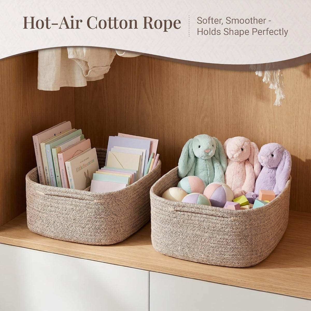 Storage Baskets for Shelves, 4 Pack, 2 Sizes Organizer Bins