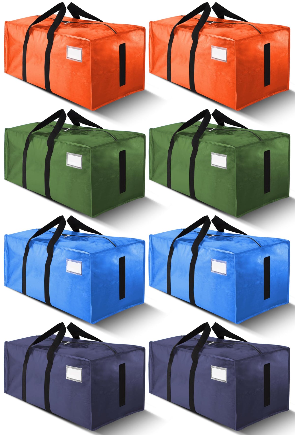 HOMESURE Supports 200lbs Heavy Duty Moving Bags - Strong Zipper & Wrap-Around Handles - Water-Resistant Storage Totes, Durable Alternative to Moving Boxes - 8 Pack - Semi-Transparent