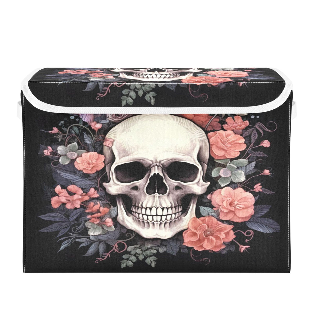Vintage Colorful Herbs and Wild Flowers Floral Storage Bins with Lids and Carrying Handle,Foldable Storage Boxes Organizer Containers Baskets Cube with Cover for Home Bedroom Closet Office