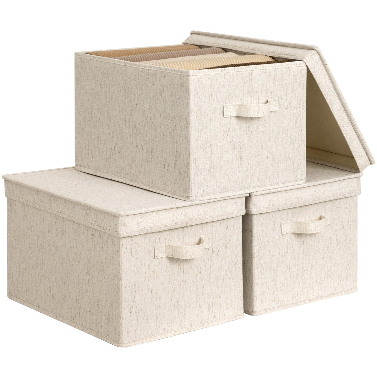 StorageWorks Fabric Storage Bins, Storage Basket with Lid, Closet Bins