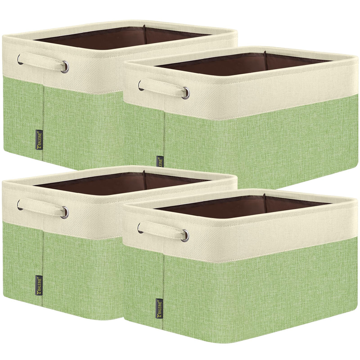 BALEINE 3 Pack Fabric Closet Storage Bins for Shelves, Linen Closet Organizers and Storage, Decorative Baskets for Organizing, Shelf, Clothes, Home, Office (Grey, 15"x11"x9.5")