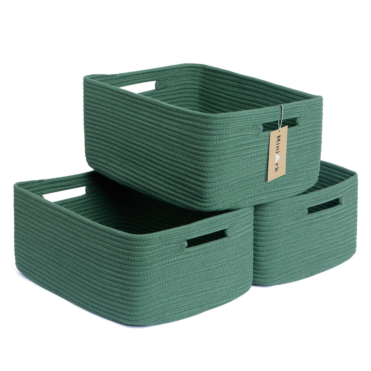 MiniArk Large Storage Baskets for Shelves, 17 x 13 x 7.5” Closet Organizers Bins for Clothes Blanket Towels, Baby Nursery, Toy Baskets Box, Woven Rope Baskets, 2 Packs Gradient Brown