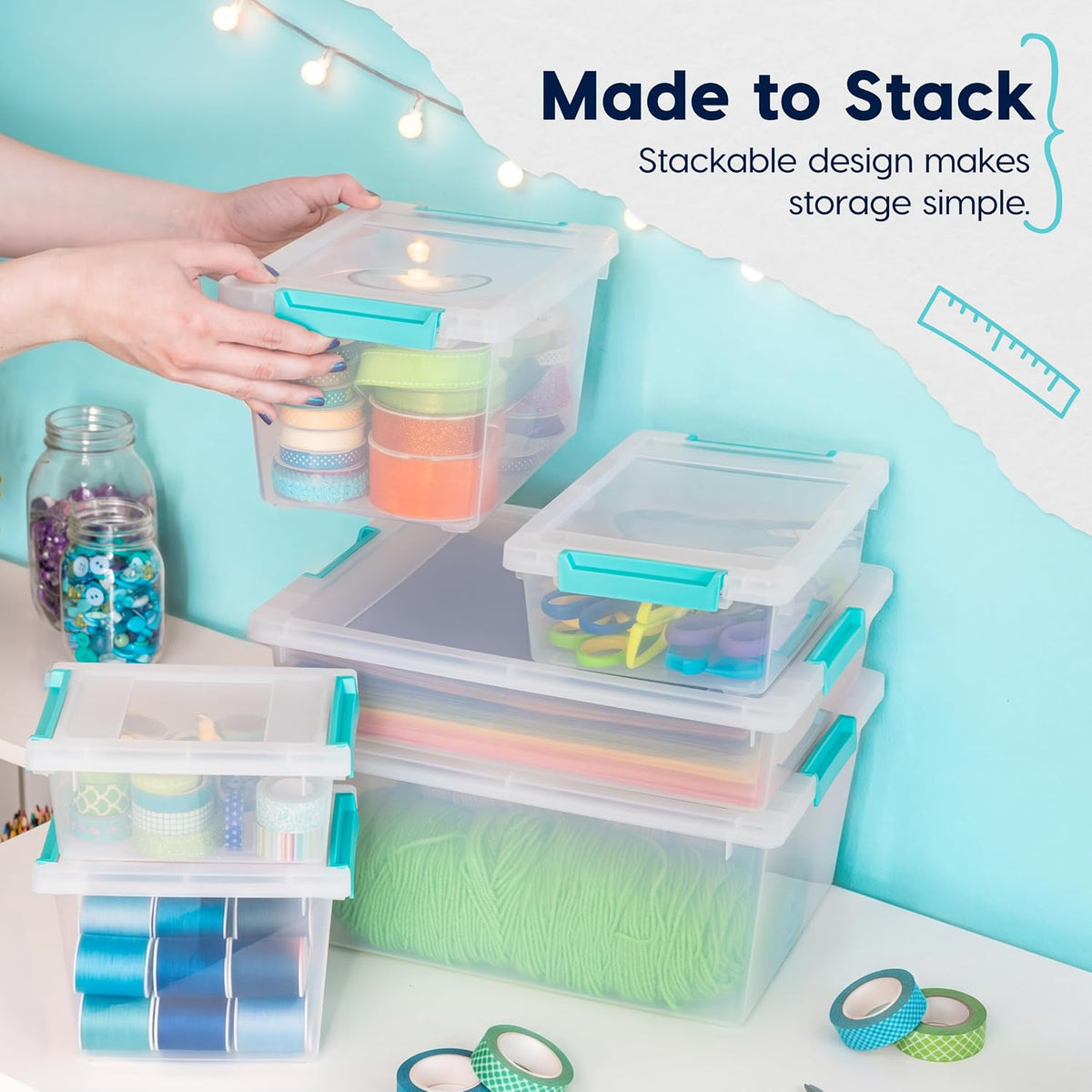 IRIS USA Storage Bins with Lids |Made in USA| 4 Qt - (6-Pack) - Clear