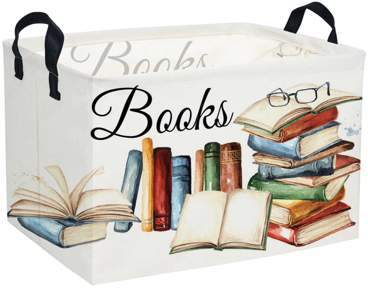 Rectangular Canvas Storage Bins,Waterproof Storage Basket,Collapsible Tree Organizer Bin with Handles for Clothes Storage,Book Bag (Tree)