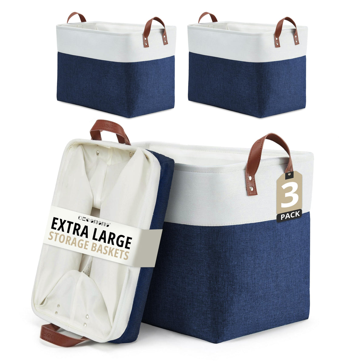 DECOMOMO Fabric Storage Bins, Extra Large Storage Baskets with Handles