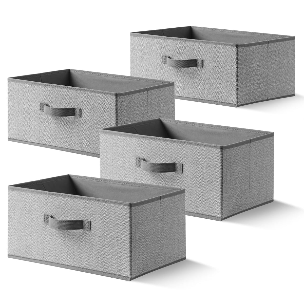 Storage Baskets, 11-Inch Woven Fabric Bins, Storage Cubes with Reinforced Handles, Organizer Bins for Closet Shelves, Foldable, for Toys, Clothes, Natural Beige (3PCS/Beige-11*11*7.8inch)