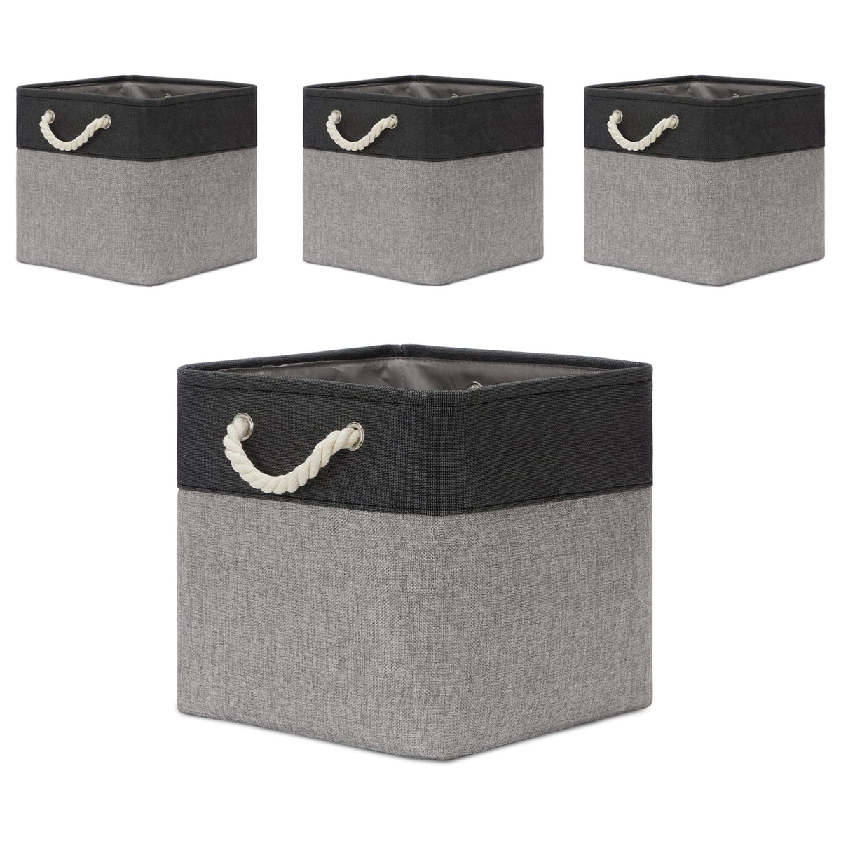 Temary Cube Storage Baskets for Shelves 12 Inch Storage Cubes 4pack Fabric Storage Baskets for Organizing Clothes, Closet Basket with Rope Handles for Home (White&Green)
