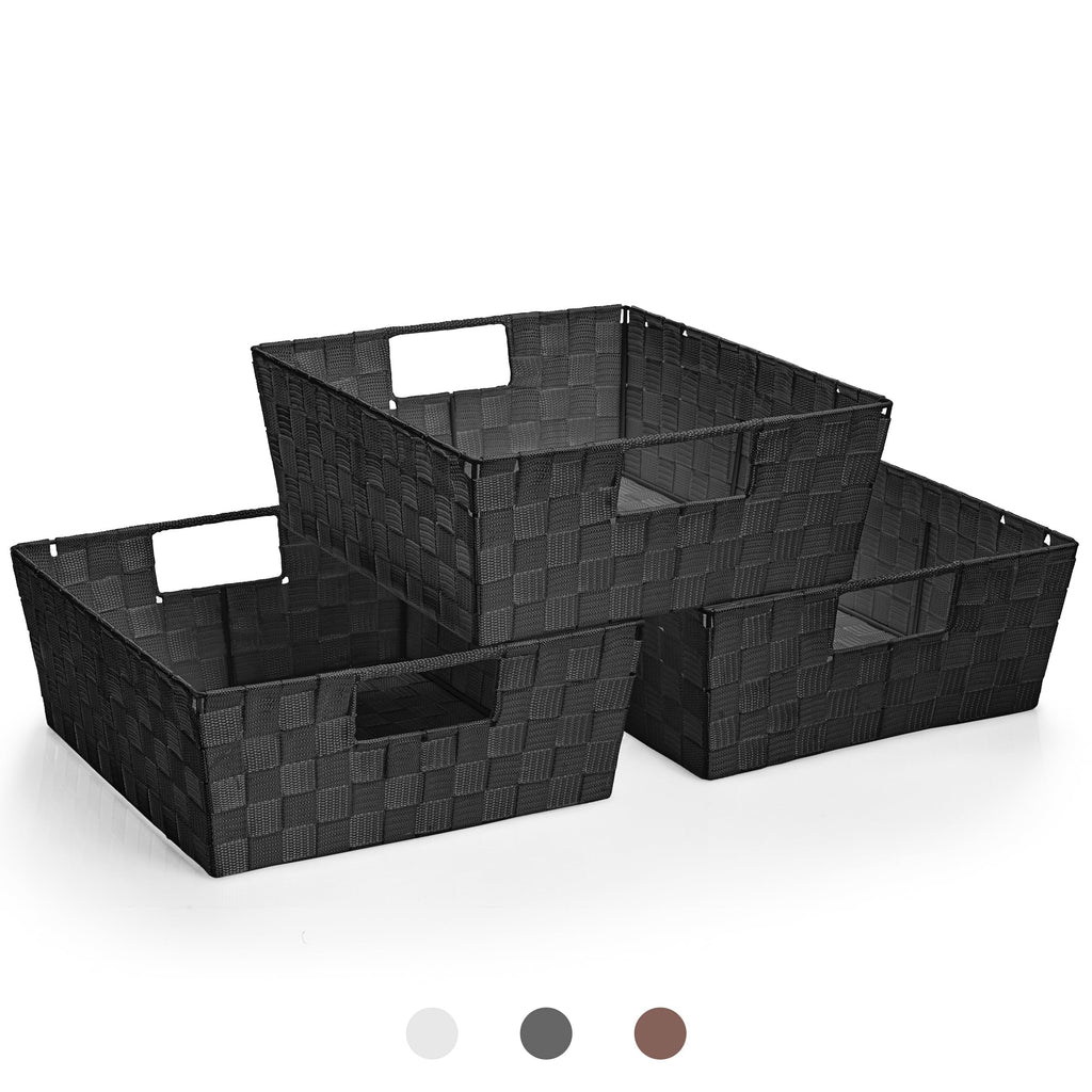 Sorbus Baskets for Organizing, Woven Storage Set (Set of 3, Gray)