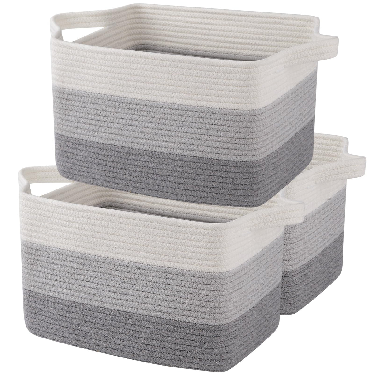 OIAHOMY Cotton Rope Storage Baskets for Organizing Gradient Yellow 3-Pack