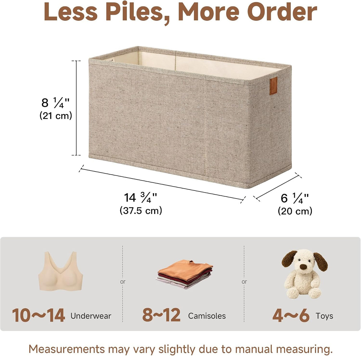 StorageWorks Narrow Closet Baskets, 6¼"Lx14¾Wx8¼H, 4-Pack, Brown&Beige