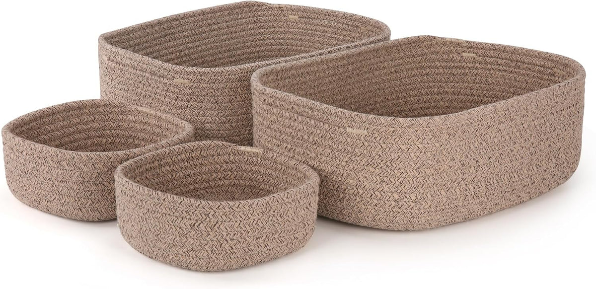 Storage Baskets for Shelves, 4 Pack, 2 Sizes Organizer Bins