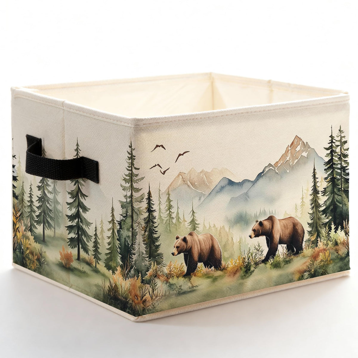 Abstract Boho Forest Tree Storage Bins Box with Handles, Whimsical Vintage Oriental Botanical Foldable Basket Toybox for Bedroom Bathroom Laundry Room Home Clothes Toys Books