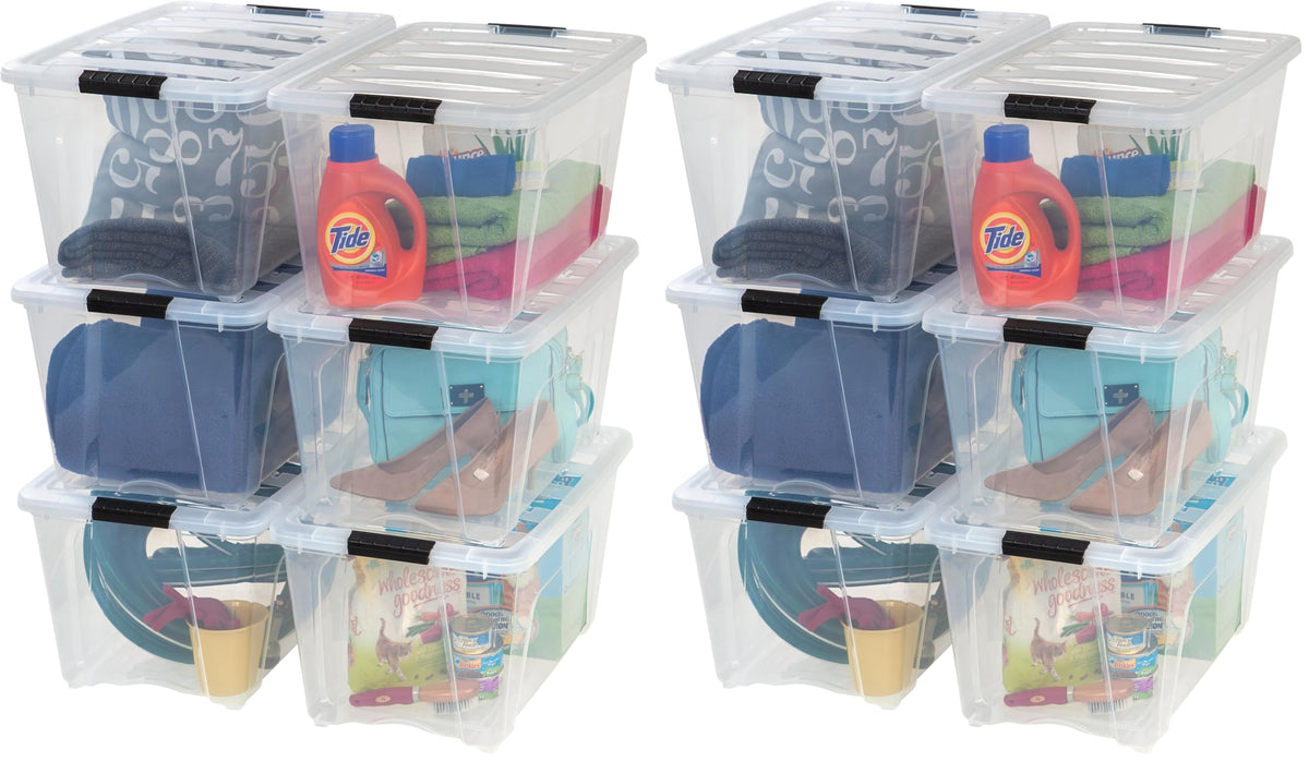 IRIS USA 6-Pack 54 Quart Storage Bins with Lids, Clear