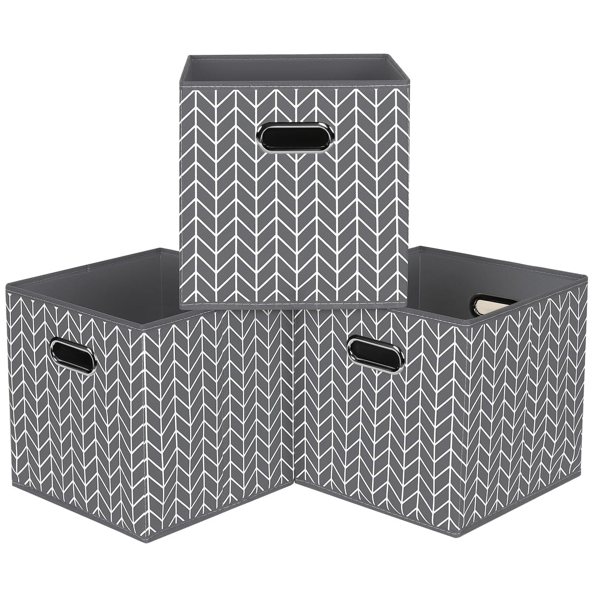 Black Foldable Storage Cubes Bins , Fabric Storage Box Cubes Organizer Baskets with Dual Handles for Home Organizer (Black)