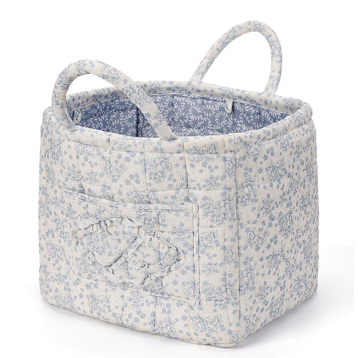 Floral Fabric Storage Basket Car Interior Storage Basket Underwear Sundries Laundry Baskets Supplies Home Organizer Bag (Red plaid)