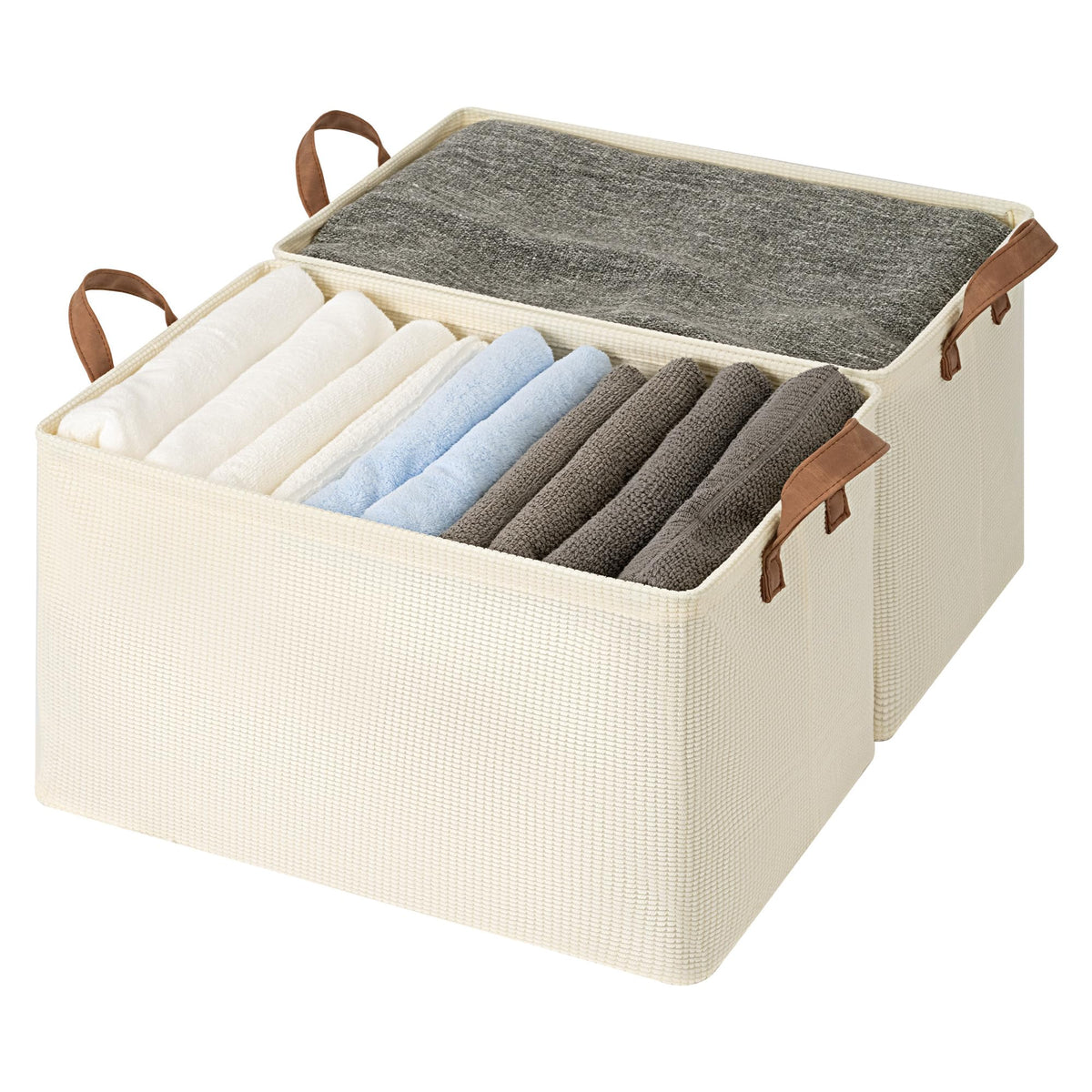 StorageWorks Storage Basket for Shelves, Storage Bins, Natural, 2-Pack