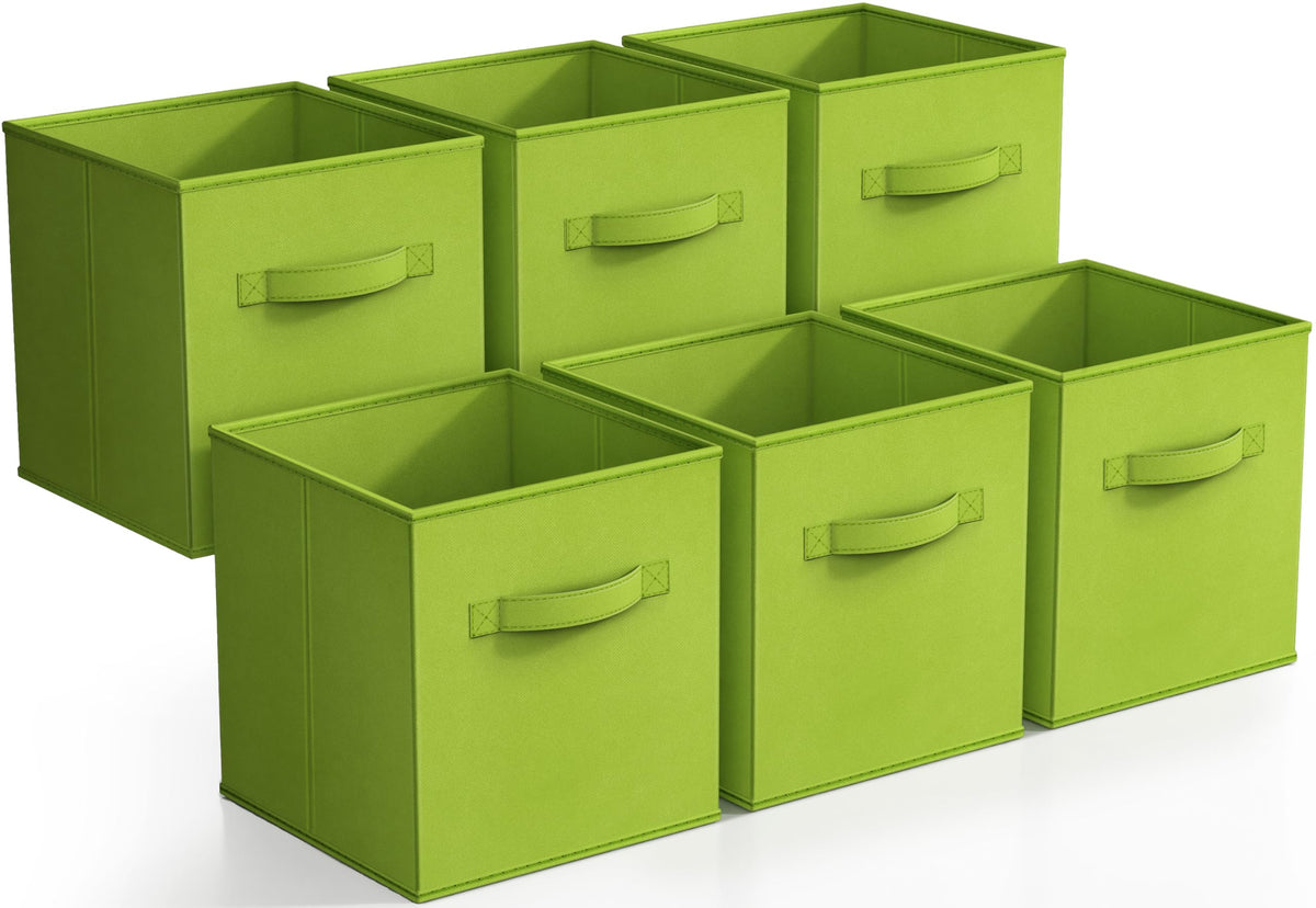 Sorbus Fabric Storage Cubes, 6-Pack Foldable Bins (11 Inch, Dark Green)