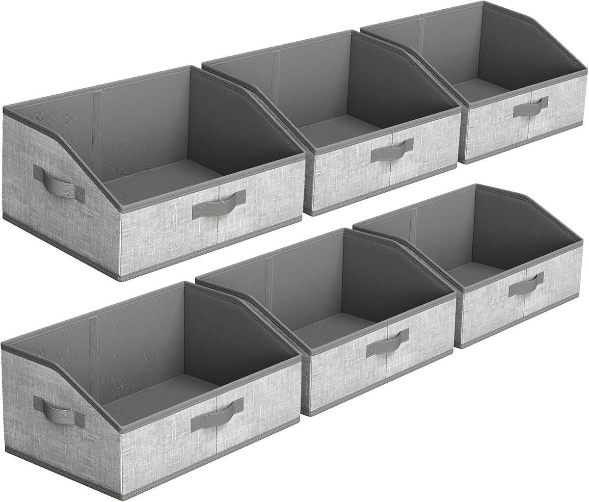 SONGMICS Storage Baskets, Set of 6, Foldable Closet Organizer for Shelves