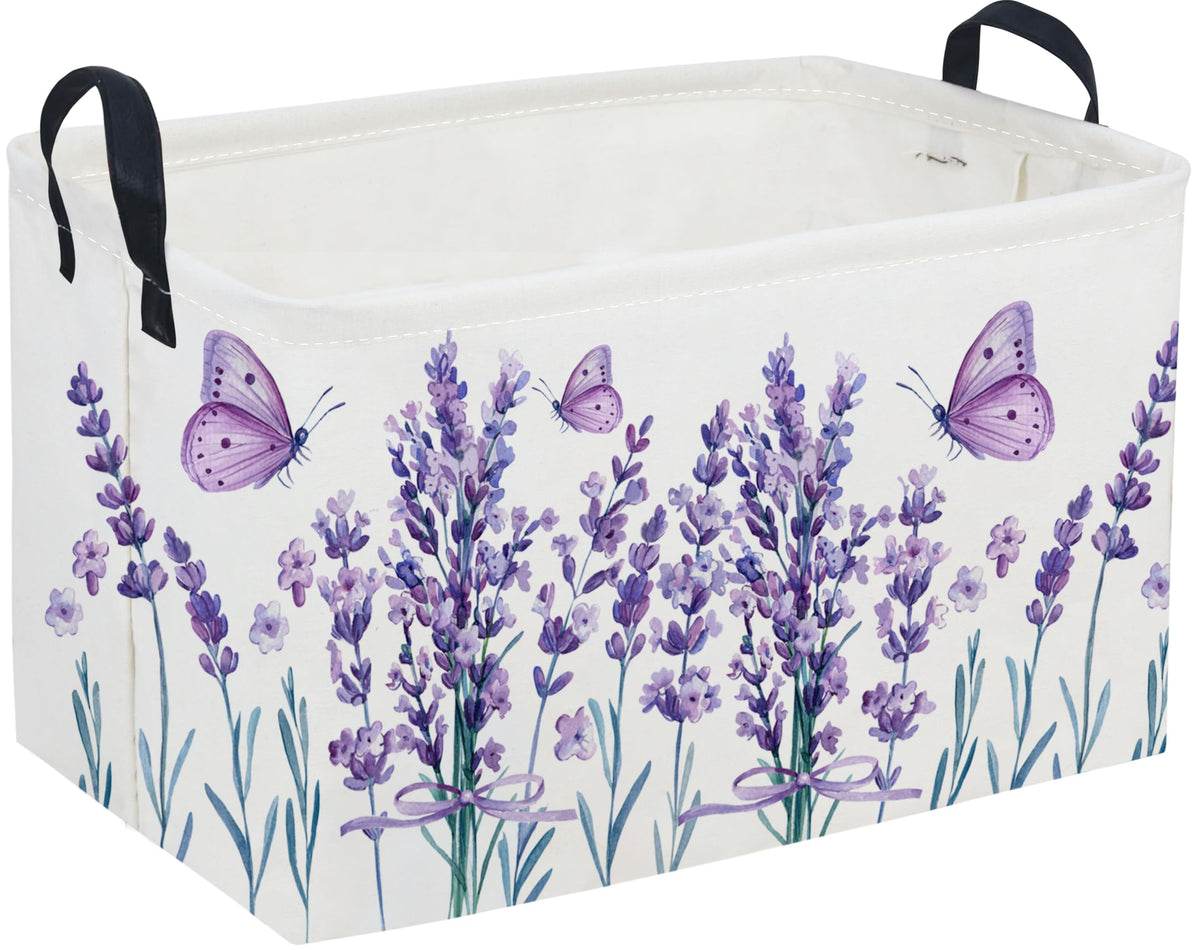 Rectangular Canvas Storage Bins,Waterproof Storage Basket,Collapsible Tree Organizer Bin with Handles for Clothes Storage,Book Bag (Tree)