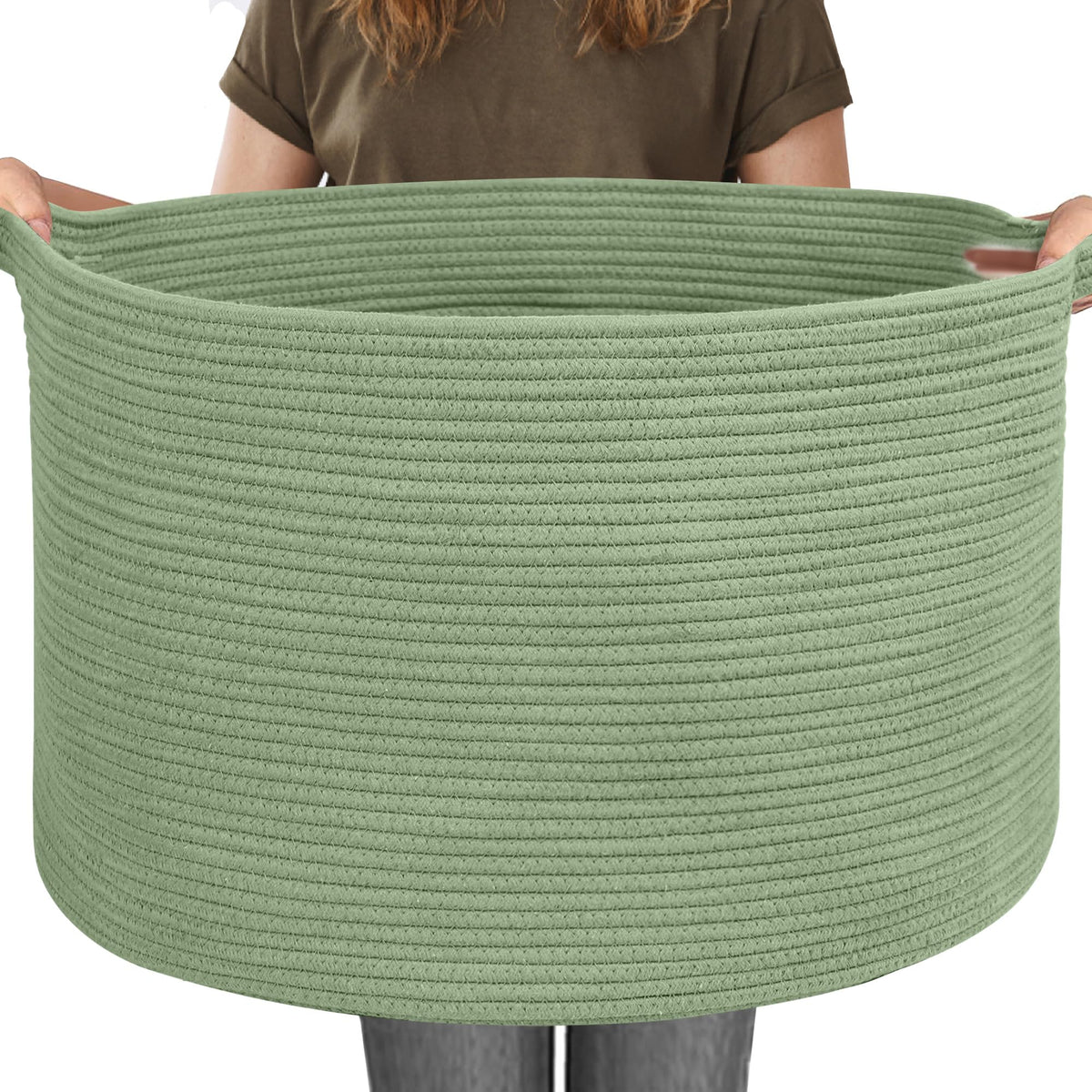 MEGASKET Large Black Blanket Basket, 22" X 22" X 14" Woven Rope Bin for Storage, Kids Dog Toy Storage Box Organizer Bins, Blanket Holder for Living Room, Decorative Wicker Basket for Organizing