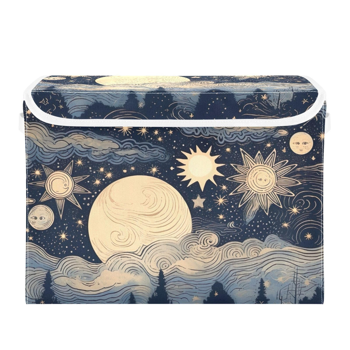 Vintage Colorful Herbs and Wild Flowers Floral Storage Bins with Lids and Carrying Handle,Foldable Storage Boxes Organizer Containers Baskets Cube with Cover for Home Bedroom Closet Office