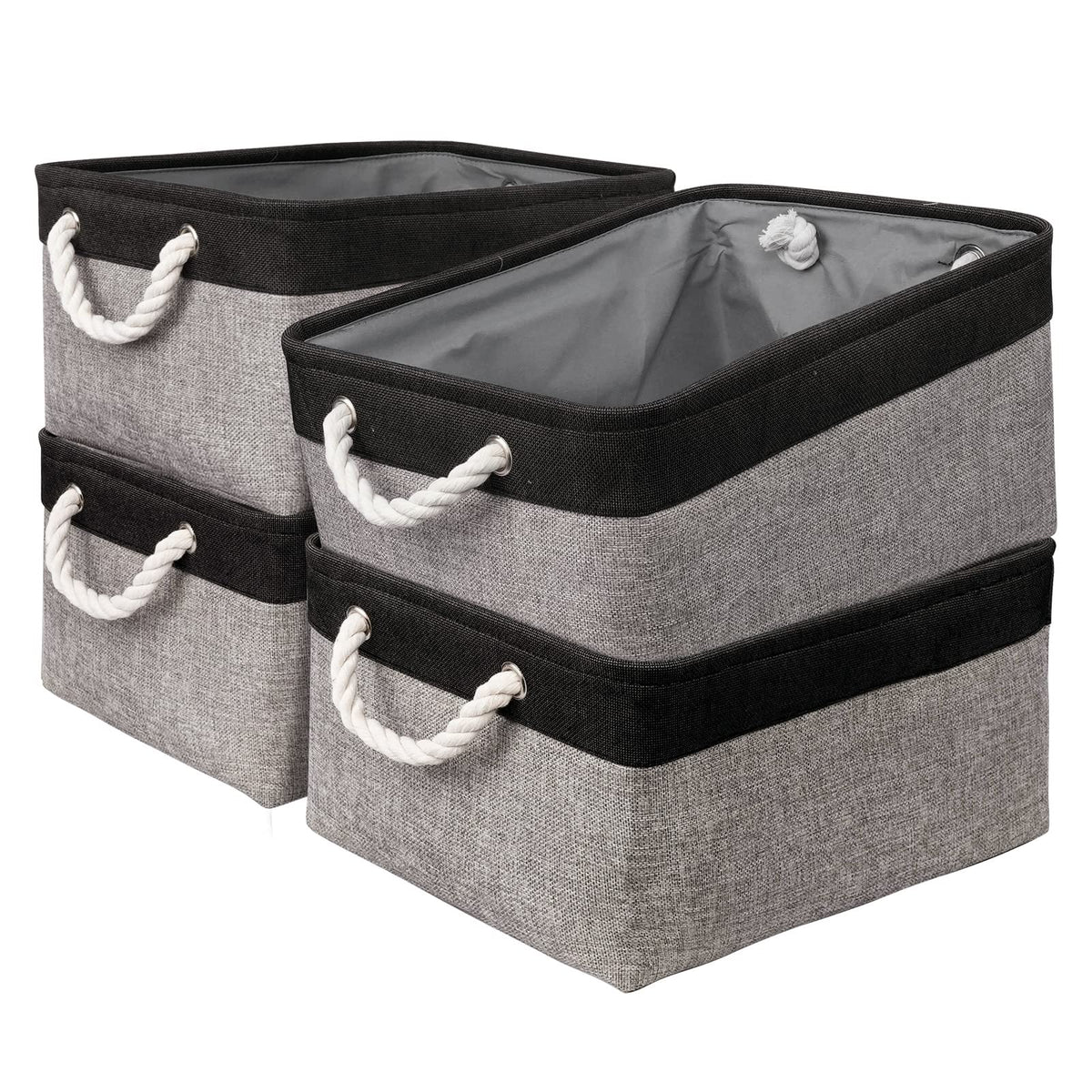 Small Storage Baskets for Shelves,Fabric Storage Baskets for Closet,Rectangular Collapsible Baskets for organizing Clothes,Books,Gifts