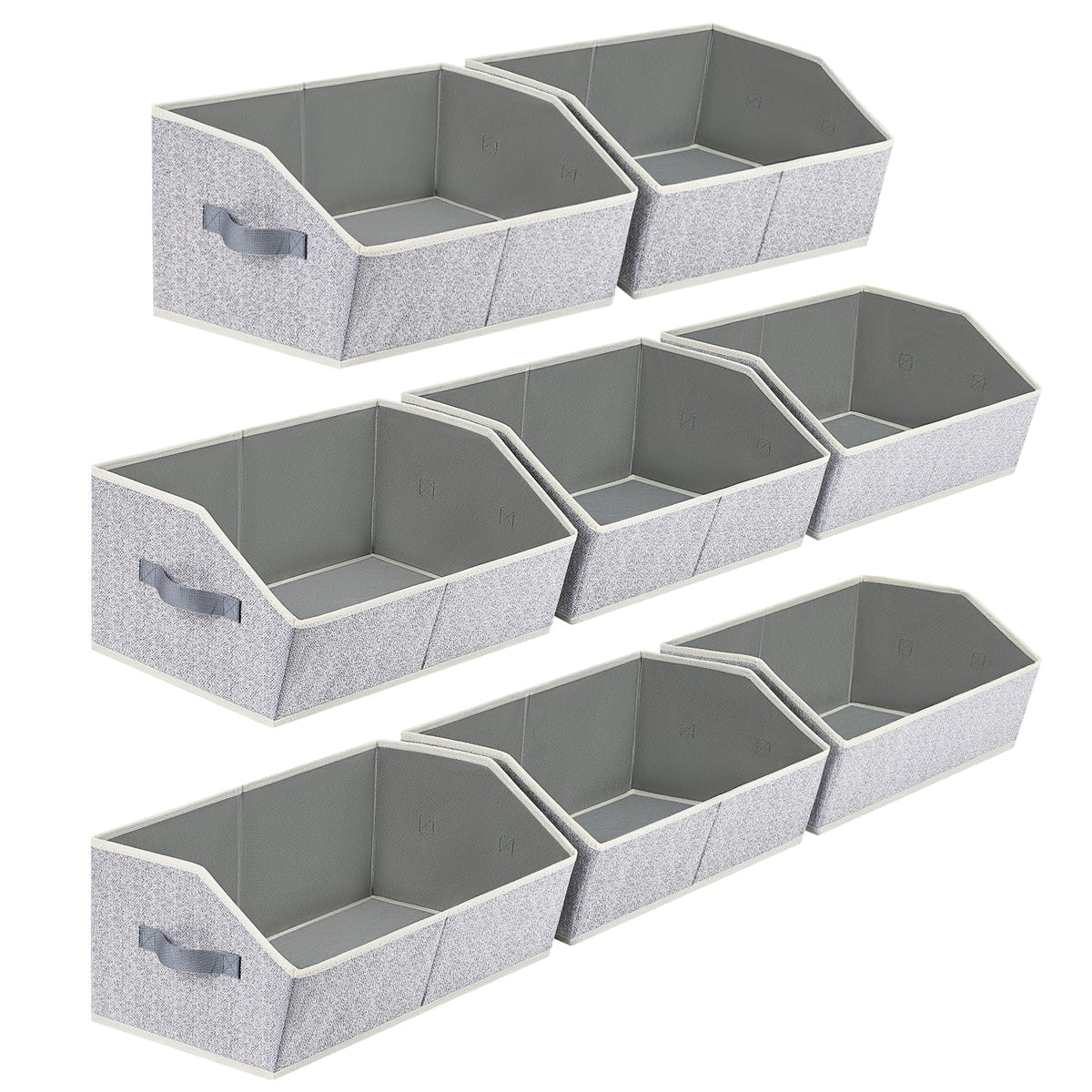 Homsorout Closet Organizers Bins 6 Packs - Large Closet Shelf Organizer with Handles, Fabric Trapezoid Storage Bins, Collapsible Storage Cubes for Clothes, Towels, Light Gray