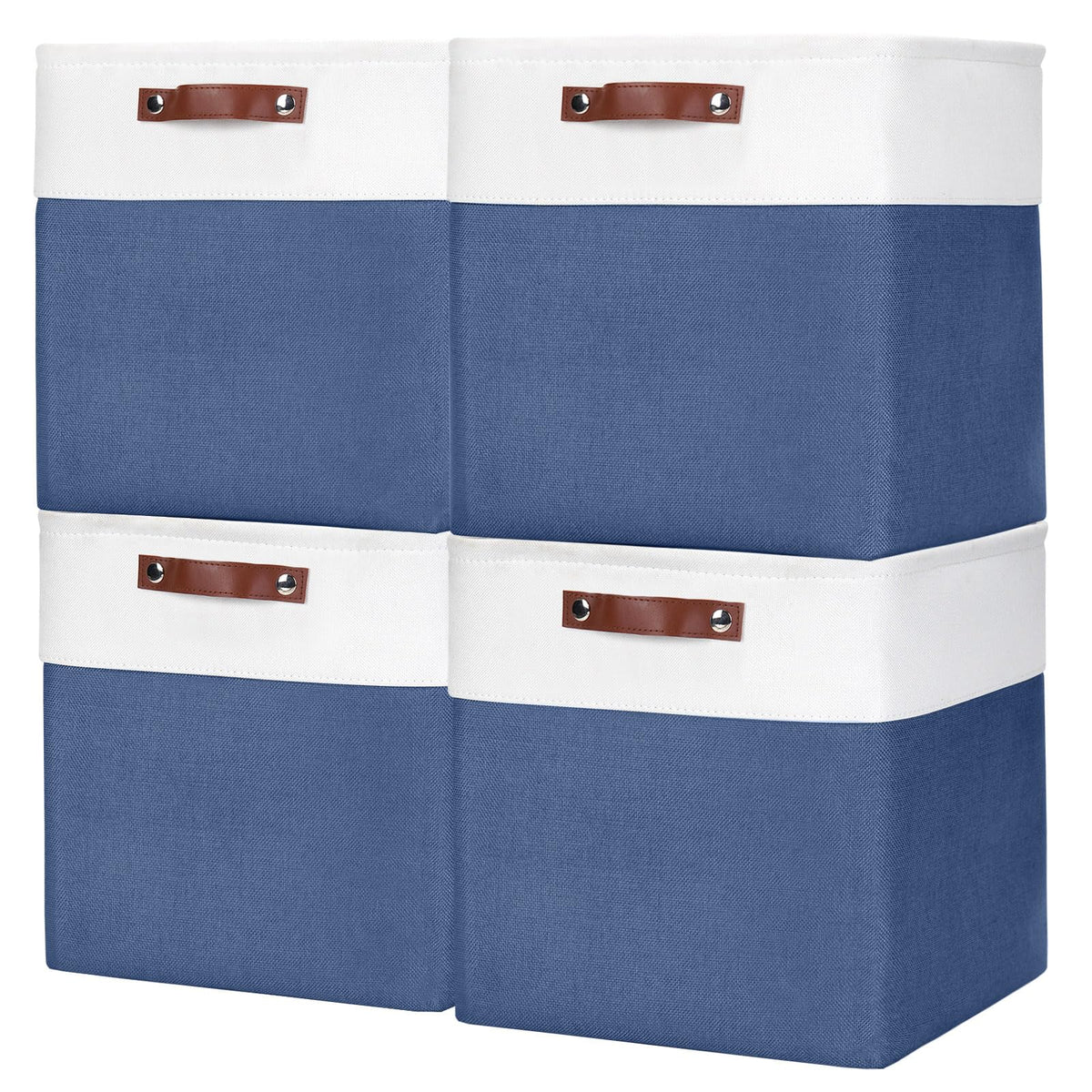Bagnizer Storage Bins Large Fabric Storage Baskets for Shelves 3 Pack, Decorative Linen Closet Baskets with Handles for Organizing, Shelf, Clothes, Home, Office, 15x11x9.5Inches (Grey&White)